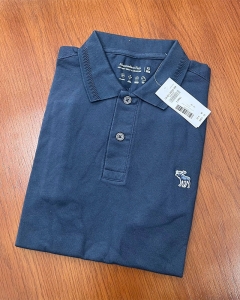 Polo Abercrombie xanh đen viền cổ