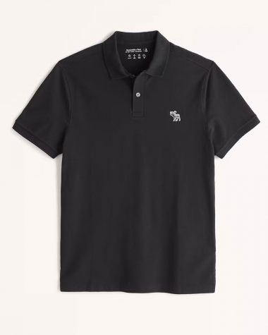 Polo Abercrombie đen logo Tonal