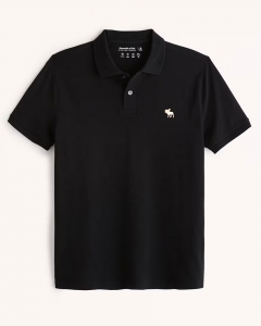 Polo Abercrombie đen logo trắng