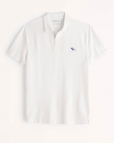 Polo Abercrombie màu trắng Logo 3D